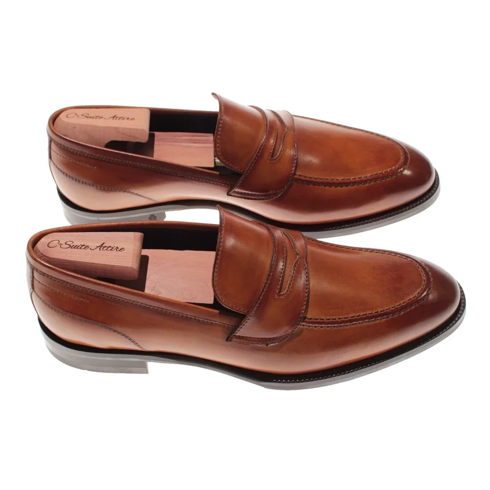 Di Bianco NWB Slip On Penny Loafers Size 40.5 (US 7.5) in Brown Leather